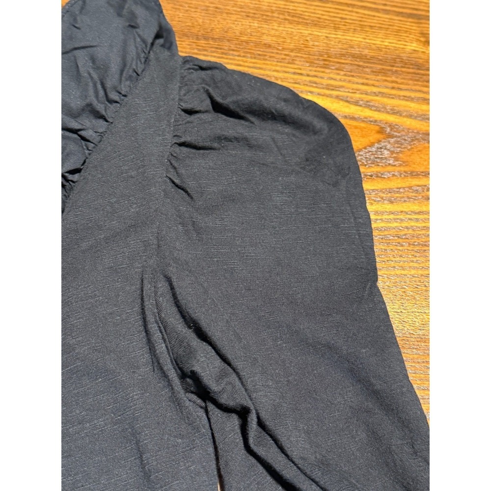 By Anthropologie Top Womens S Black Ruffle V Neck Long Sleeve Knit Blouse chic - Picture 13 of 16